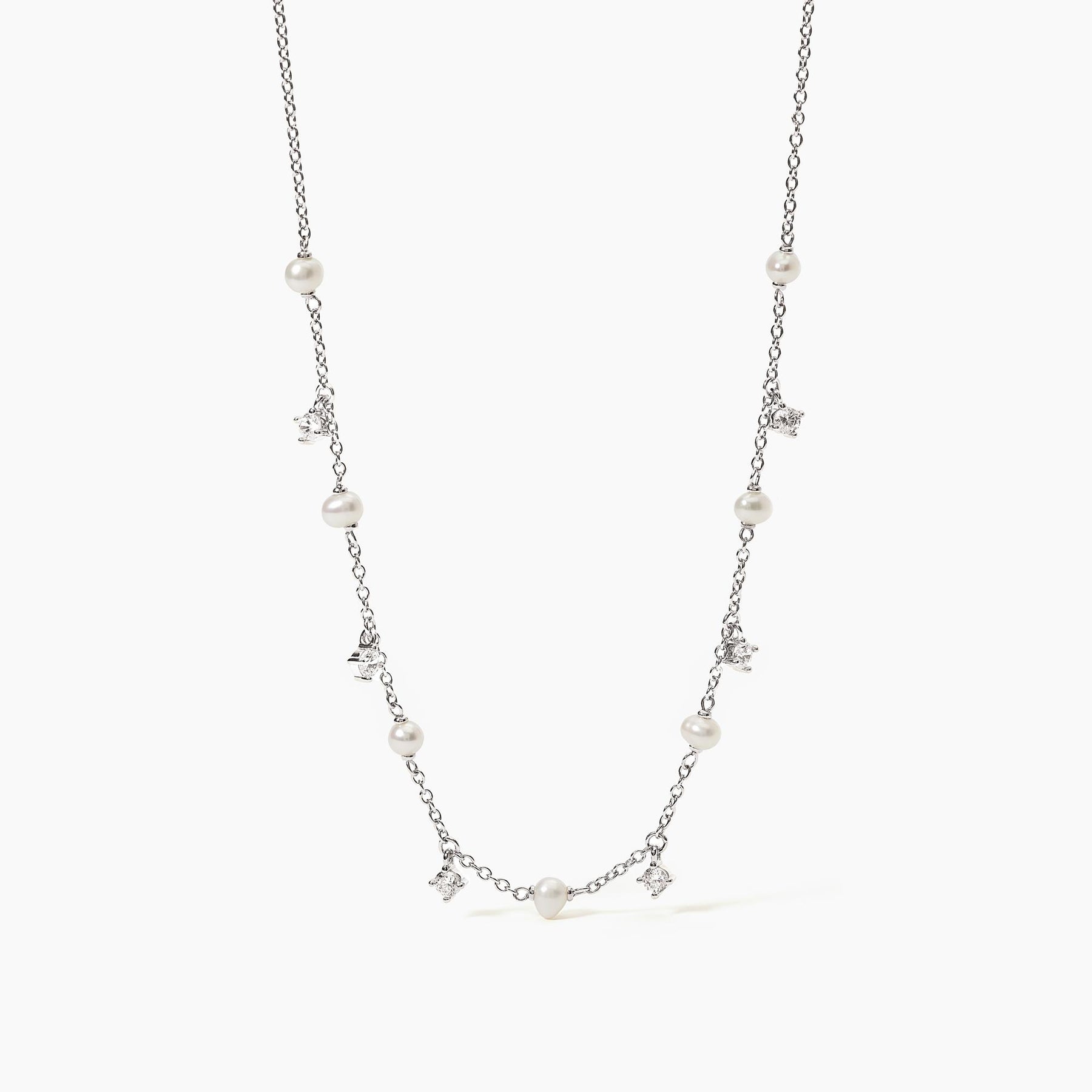 MABINA - Girocollo in argento con perle coltivate e zirconi