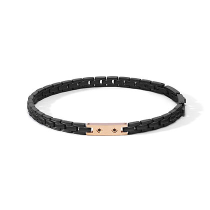 COMETE - Bracciale Acciaio pvd nero sabbiato e rosè, zirconi neri