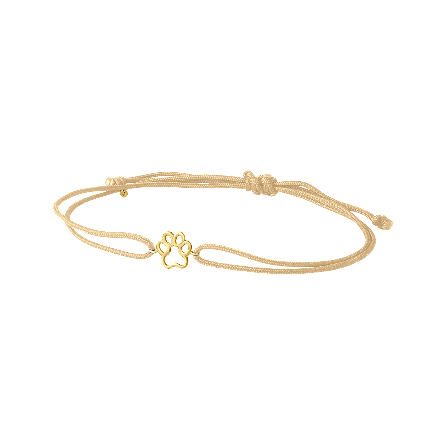 GINGER - BRACCIALE ZAMPA ORO SU CORDINO BEIGE