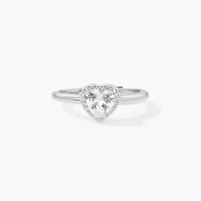MABINA - Anello solitario in argento con zircone a cuore