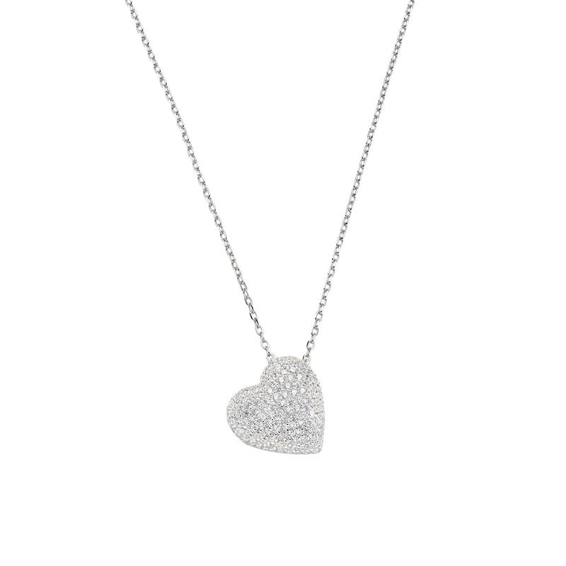 AMEN - Collana Cuore Bombato con Zirconi