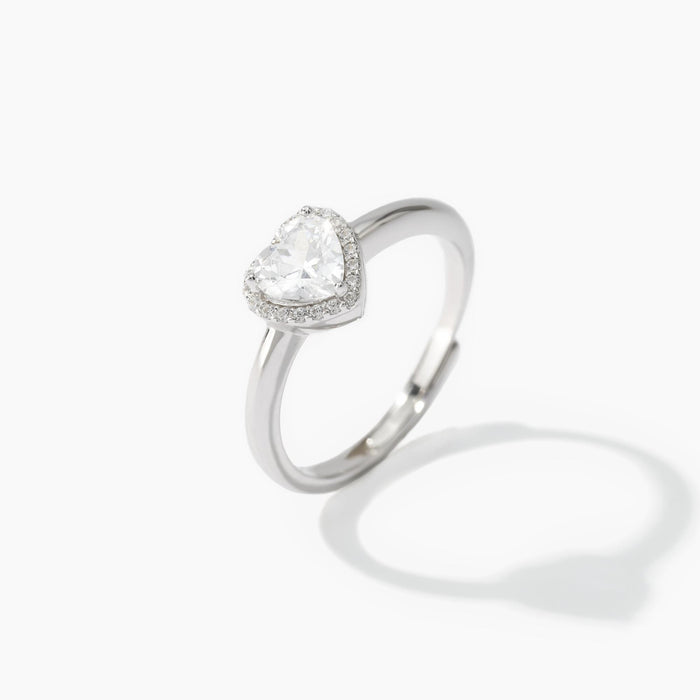 MABINA - Anello solitario in argento con zircone a cuore