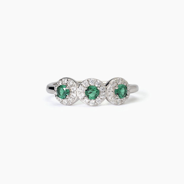MABINA - Anello con smeraldi sintetici e zirconi