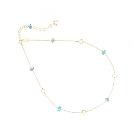 MAMAN ET SOPHIE  - Girocollo 18 Kt nuvole e catene azzurro