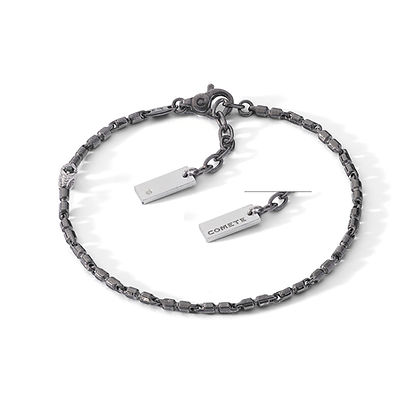COMETE - Bracciale in Argento brunito e lucido, Diamante, Spinelli neri
