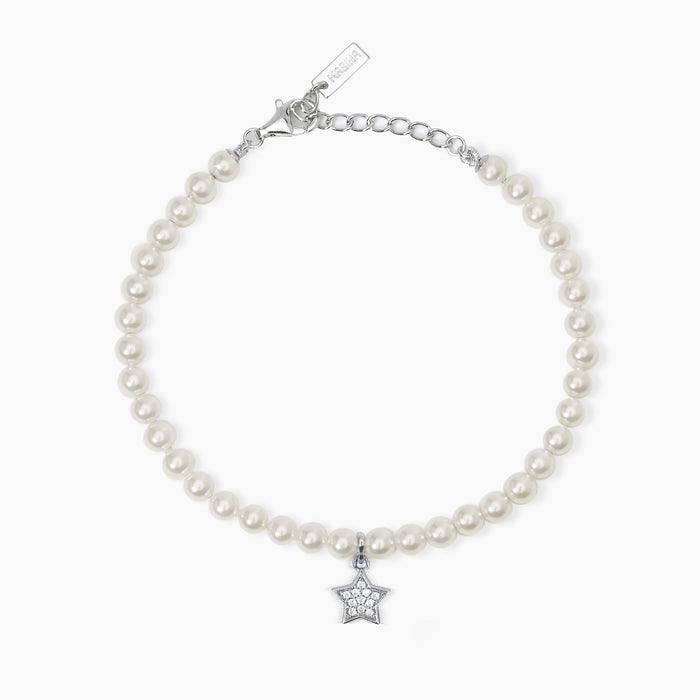 MABINA - Bracciale con perle conchiglia e stella zirconata
