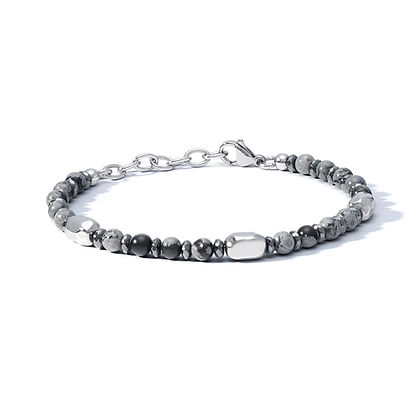 COMETE - Bracciale acciaio con Rodocrosite ed Ematite