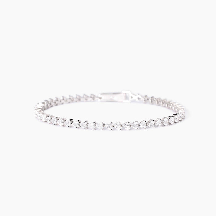 MABINA - Bracciale tennis in argento con zirconi a cuore