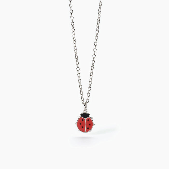MABINA - Girocollo per bambina in argento con ciondolo coccinella smaltato