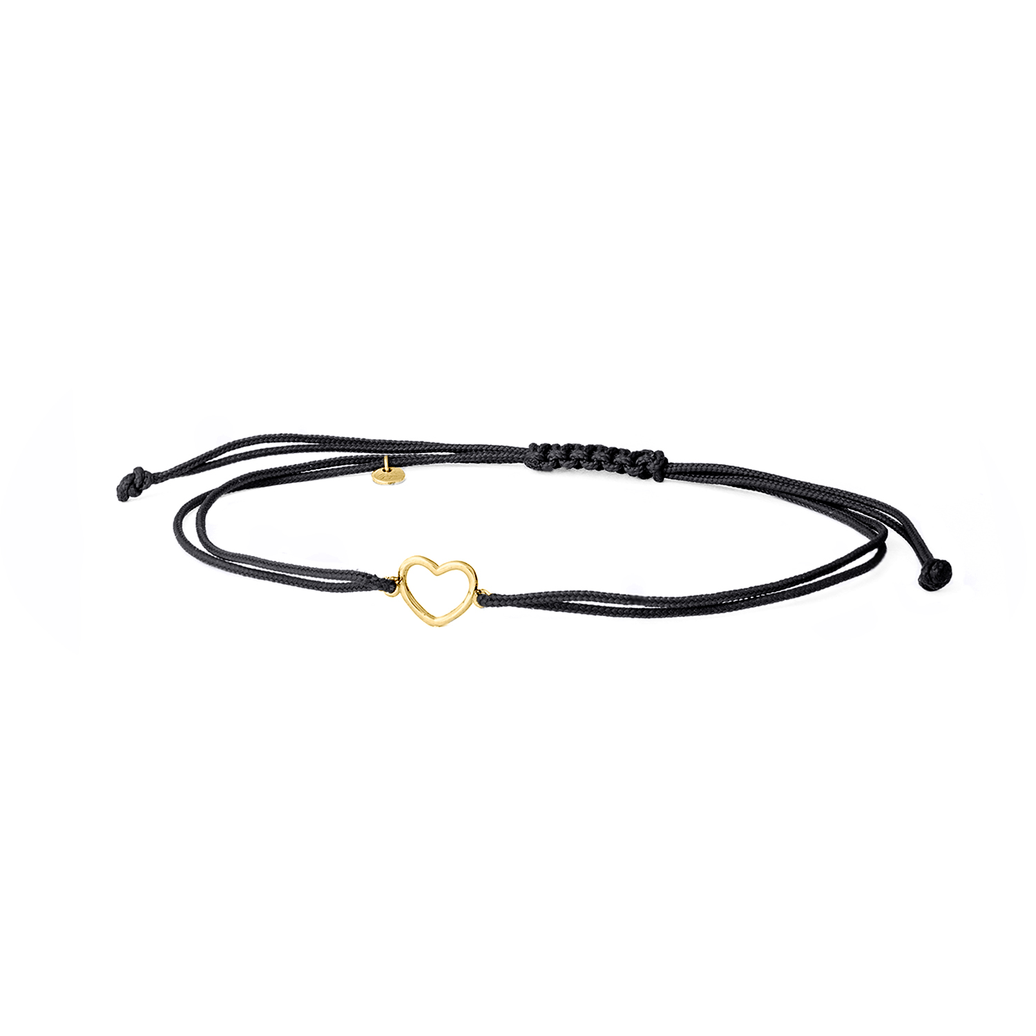 GINGER - BRACCIALE CUORE ORO SU CORDINO NERO