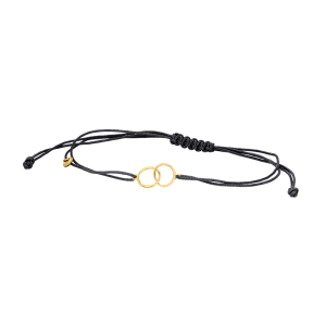 GINGER - BRACCIALE CORDINO NERO CERCHI IN ORO