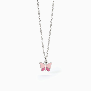 MABINA - Girocollo in argento con farfalla smaltata per bambina