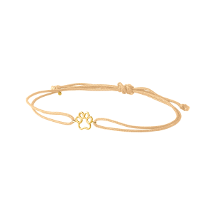 GINGER - BRACCIALE ZAMPA ORO SU CORDINO BEIGE