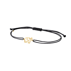 GINGER - BRACCIALE ELEFANTE ORO SU CORDINO NERO