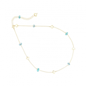 MAMAN ET SOPHIE  - Girocollo 18 Kt nuvole e catene azzurro