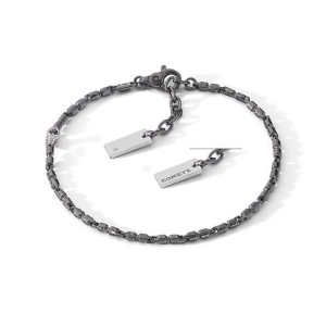 COMETE - Bracciale in Argento brunito e lucido, Diamante, Spinelli neri