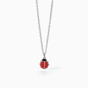MABINA - Girocollo per bambina in argento con ciondolo coccinella smaltato