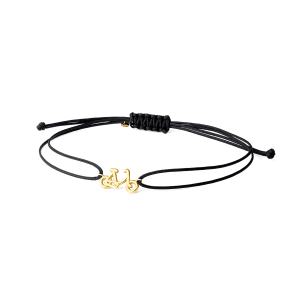 GINGER - BRACCIALE ORO BICICLETTA SU CORDINO NERO